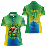 Brazil Football Custom Women Polo Shirt Toco Toucan Bora Brasil! Go Brazil!