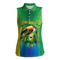 Brazil Football Custom Women Sleeveless Polo Shirt Toco Toucan Bora Brasil! Go Brazil!