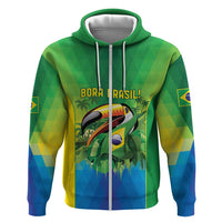 Brazil Football Custom Zip Hoodie Toco Toucan Bora Brasil! Go Brazil!