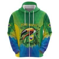 Brazil Football Custom Zip Hoodie Toco Toucan Bora Brasil! Go Brazil!