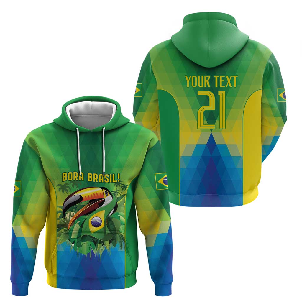 Brazil Football Custom Zip Hoodie Toco Toucan Bora Brasil! Go Brazil!