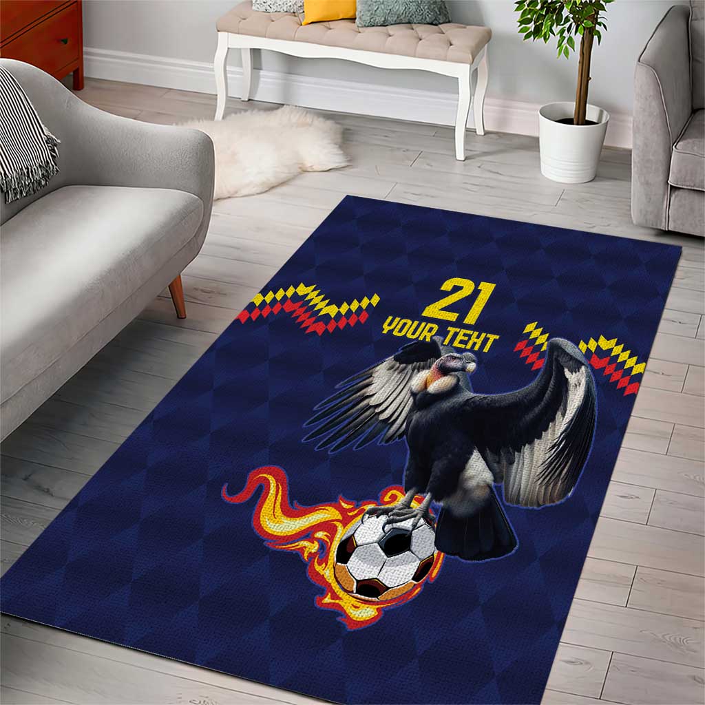 Ecuado Andean Condor Football Custom Area Rug Tricolors Motif