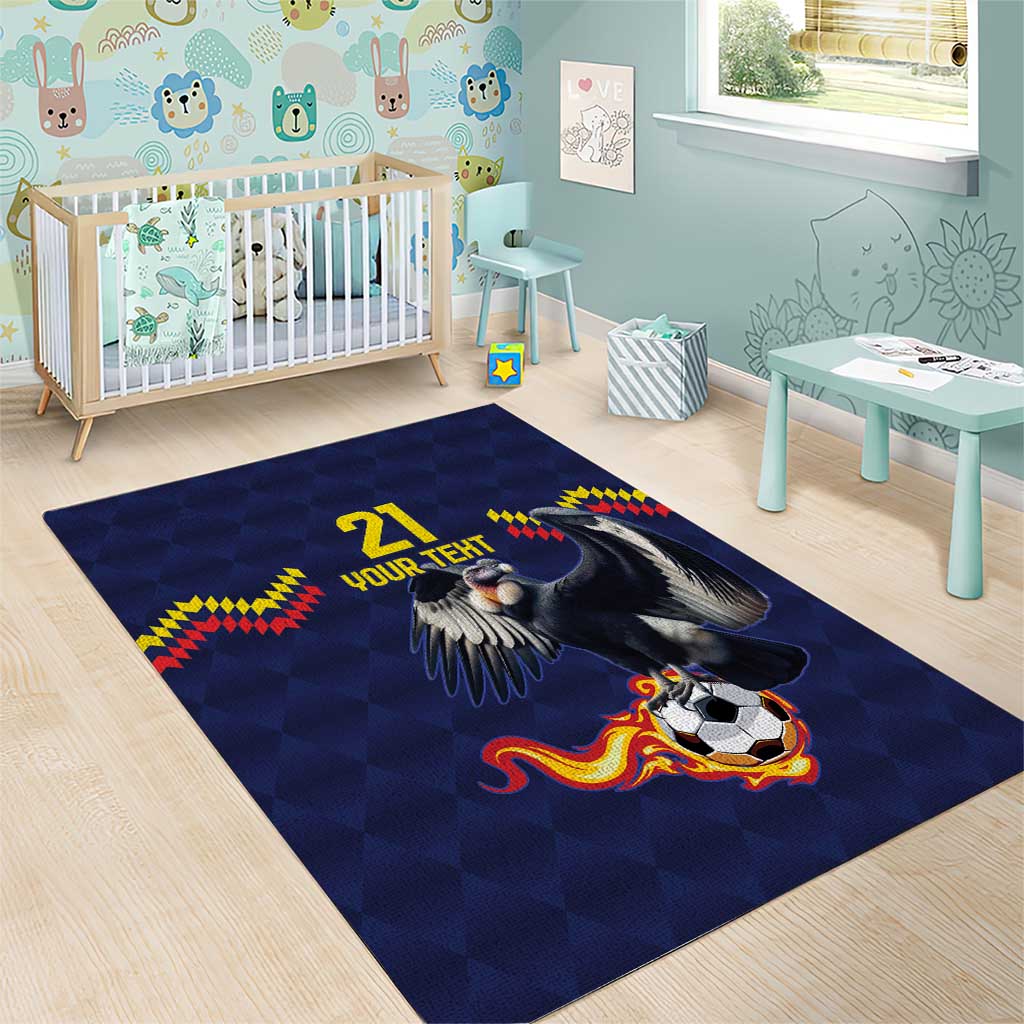 Ecuado Andean Condor Football Custom Area Rug Tricolors Motif