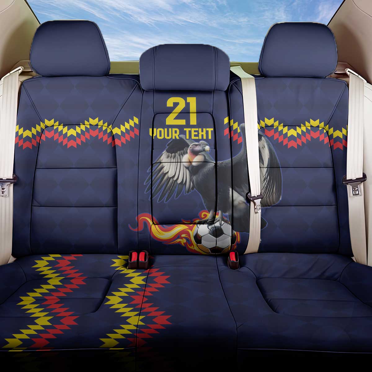 Ecuado Andean Condor Football Custom Back Car Seat Cover Tricolors Motif