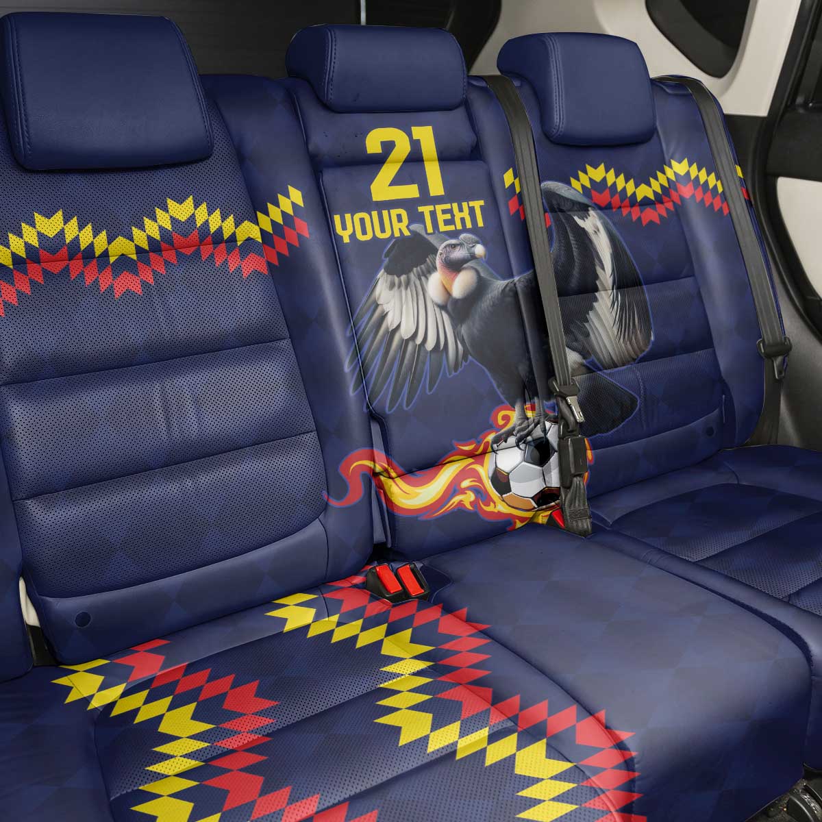 Ecuado Andean Condor Football Custom Back Car Seat Cover Tricolors Motif