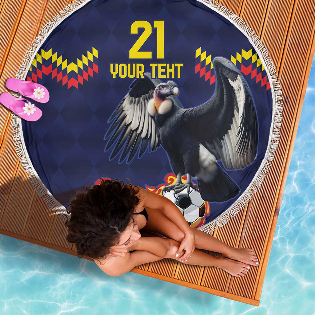 Ecuado Andean Condor Football Custom Beach Blanket Tricolors Motif