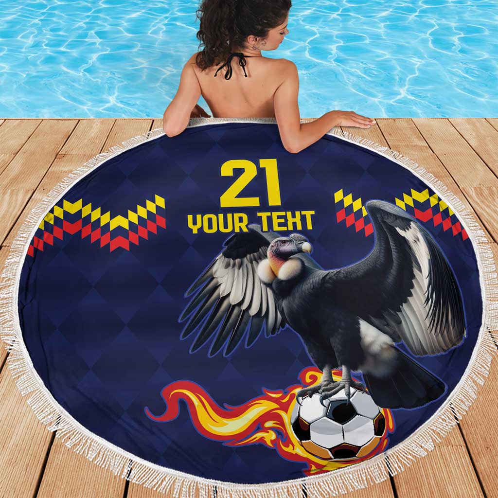 Ecuado Andean Condor Football Custom Beach Blanket Tricolors Motif