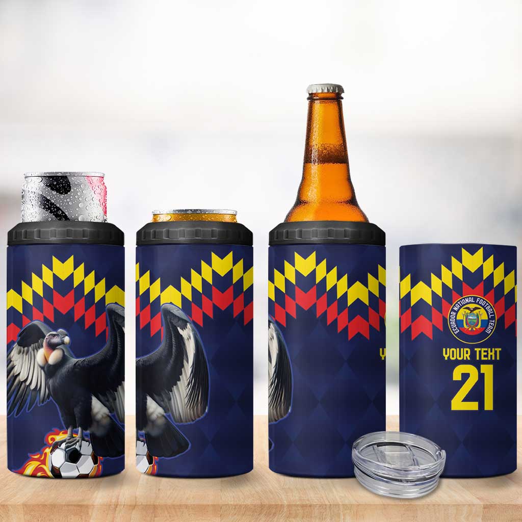 Ecuado Andean Condor Football Custom 4 in 1 Can Cooler Tumbler Tricolors Motif