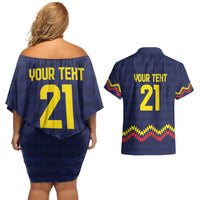 Ecuado Andean Condor Football Custom Couples Matching Off Shoulder Short Dress and Hawaiian Shirt Tricolors Motif