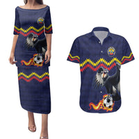 Ecuado Andean Condor Football Custom Couples Matching Puletasi and Hawaiian Shirt Tricolors Motif