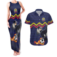 Ecuado Andean Condor Football Custom Couples Matching Tank Maxi Dress and Hawaiian Shirt Tricolors Motif