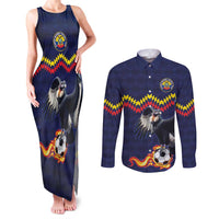 Ecuado Andean Condor Football Custom Couples Matching Tank Maxi Dress and Long Sleeve Button Shirt Tricolors Motif