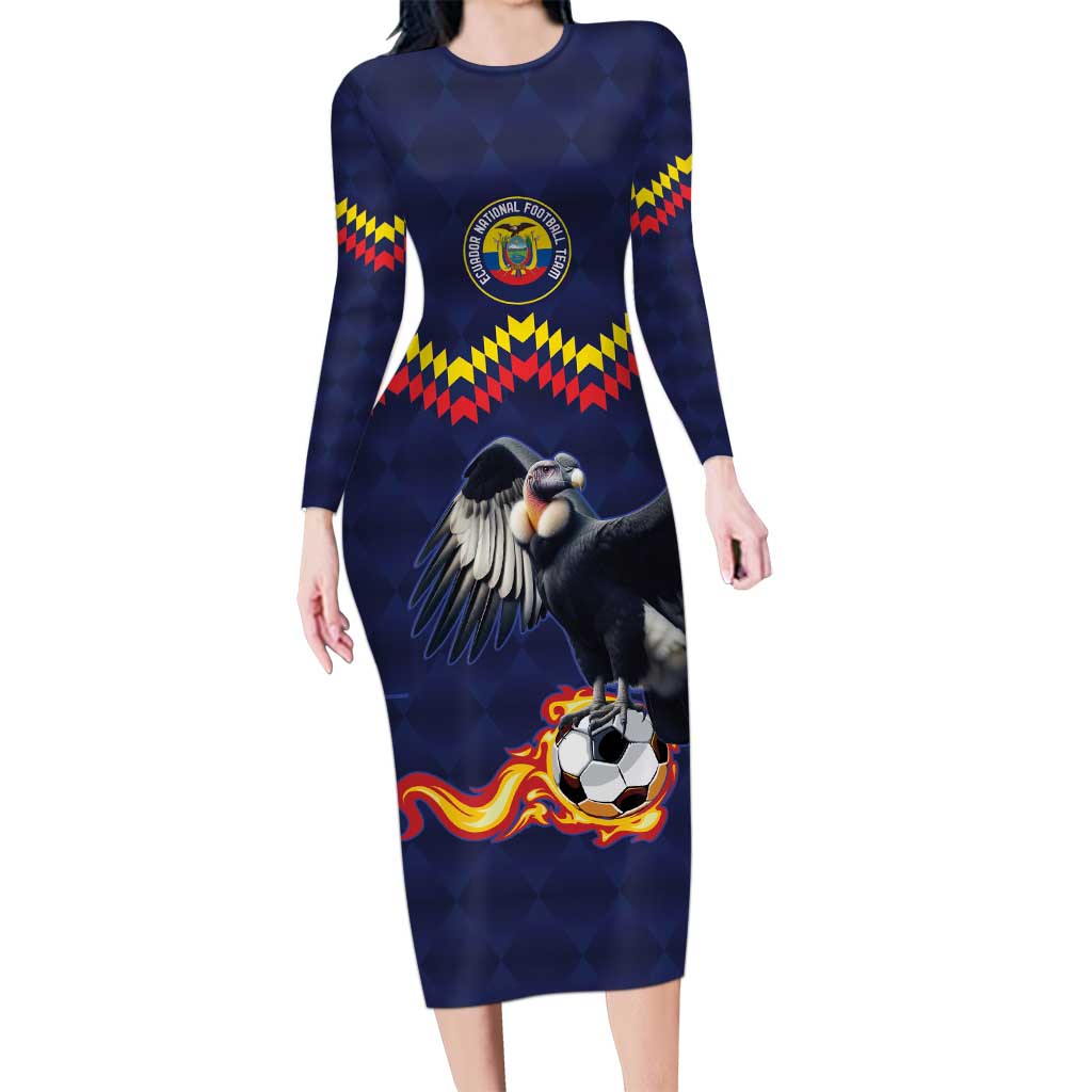 Ecuado Andean Condor Football Custom Family Matching Long Sleeve Bodycon Dress and Hawaiian Shirt Tricolors Motif