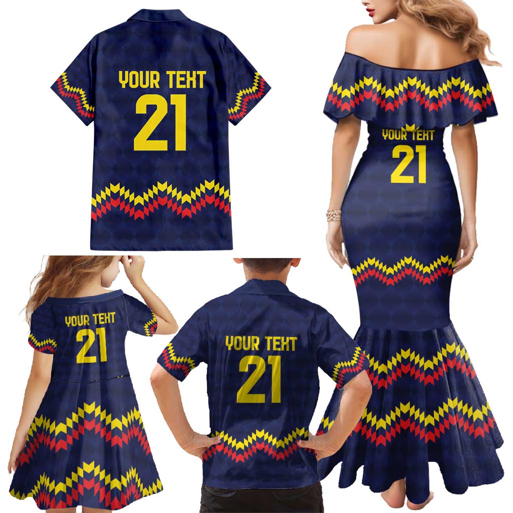 Ecuado Andean Condor Football Custom Family Matching Mermaid Dress and Hawaiian Shirt Tricolors Motif