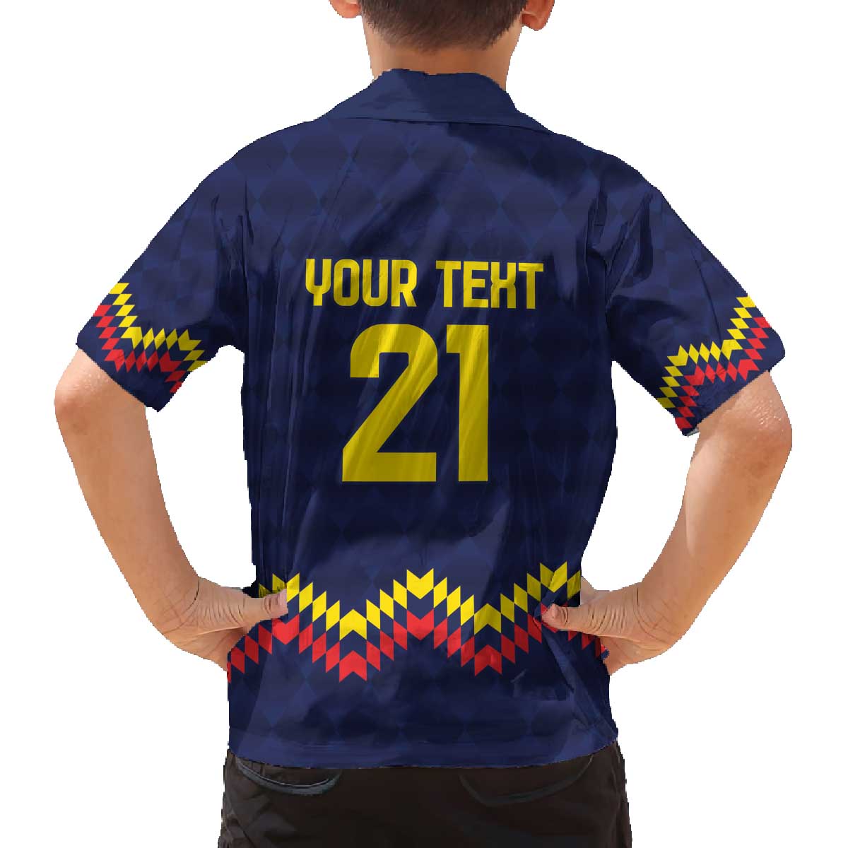 Ecuado Andean Condor Football Custom Family Matching Off The Shoulder Long Sleeve Dress and Hawaiian Shirt Tricolors Motif