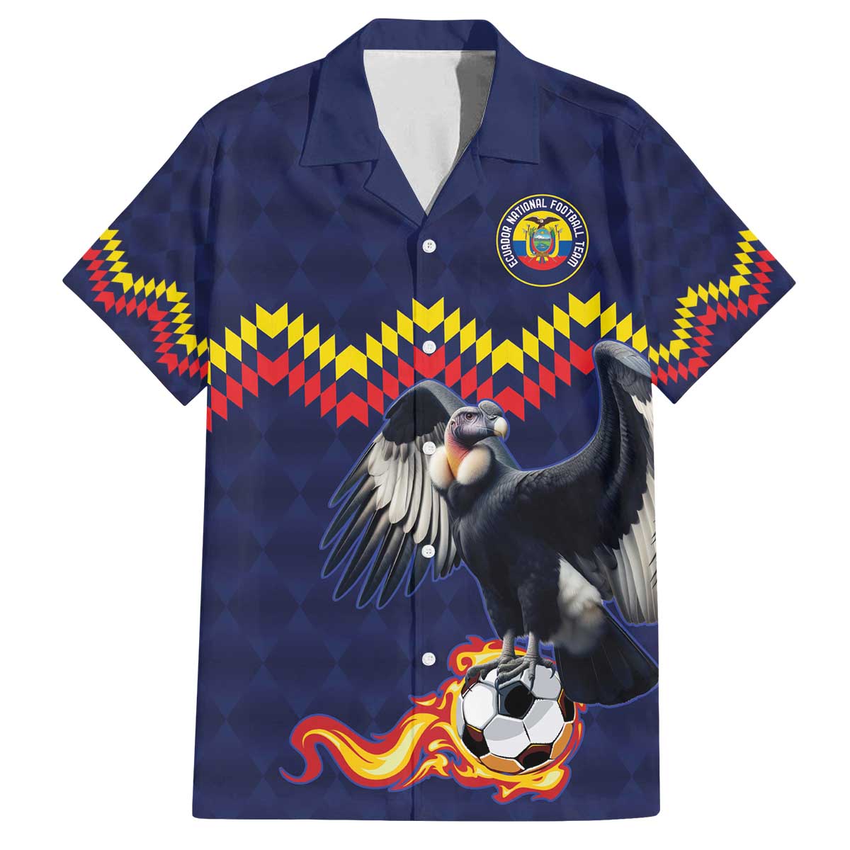Ecuado Andean Condor Football Custom Family Matching Off The Shoulder Long Sleeve Dress and Hawaiian Shirt Tricolors Motif