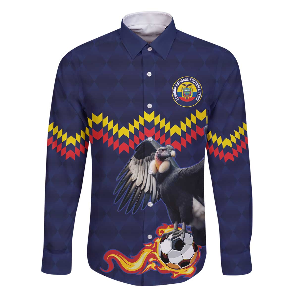 Ecuado Andean Condor Football Custom Family Matching Off The Shoulder Long Sleeve Dress and Hawaiian Shirt Tricolors Motif