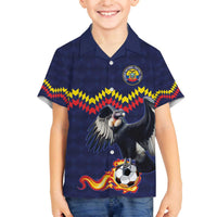 Ecuado Andean Condor Football Custom Family Matching Off The Shoulder Long Sleeve Dress and Hawaiian Shirt Tricolors Motif