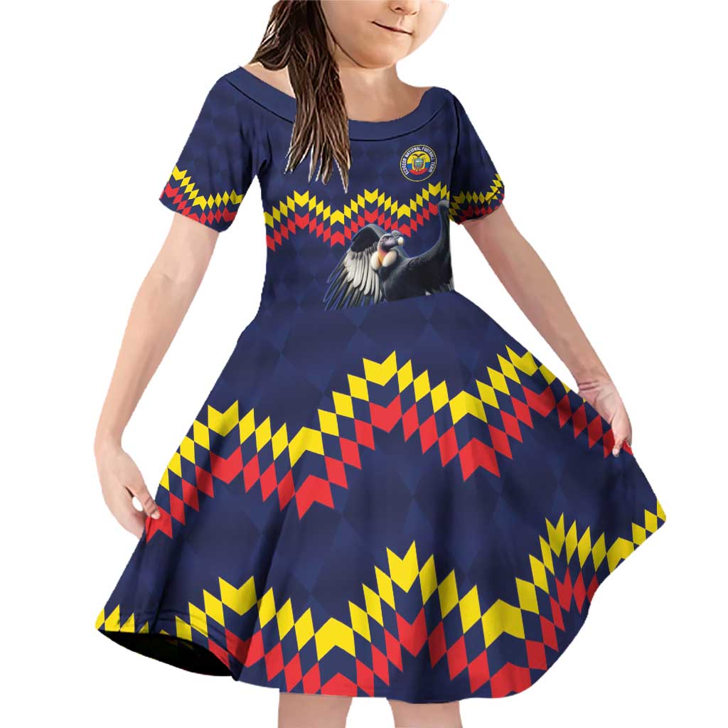 Ecuado Andean Condor Football Custom Family Matching Off Shoulder Short Dress and Hawaiian Shirt Tricolors Motif