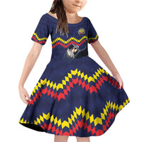 Ecuado Andean Condor Football Custom Family Matching Off Shoulder Short Dress and Hawaiian Shirt Tricolors Motif
