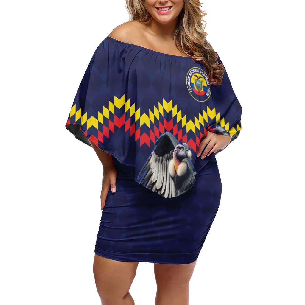 Ecuado Andean Condor Football Custom Family Matching Off Shoulder Short Dress and Hawaiian Shirt Tricolors Motif
