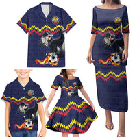 Ecuado Andean Condor Football Custom Family Matching Puletasi and Hawaiian Shirt Tricolors Motif