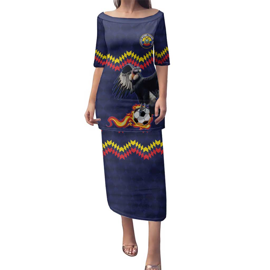 Ecuado Andean Condor Football Custom Family Matching Puletasi and Hawaiian Shirt Tricolors Motif