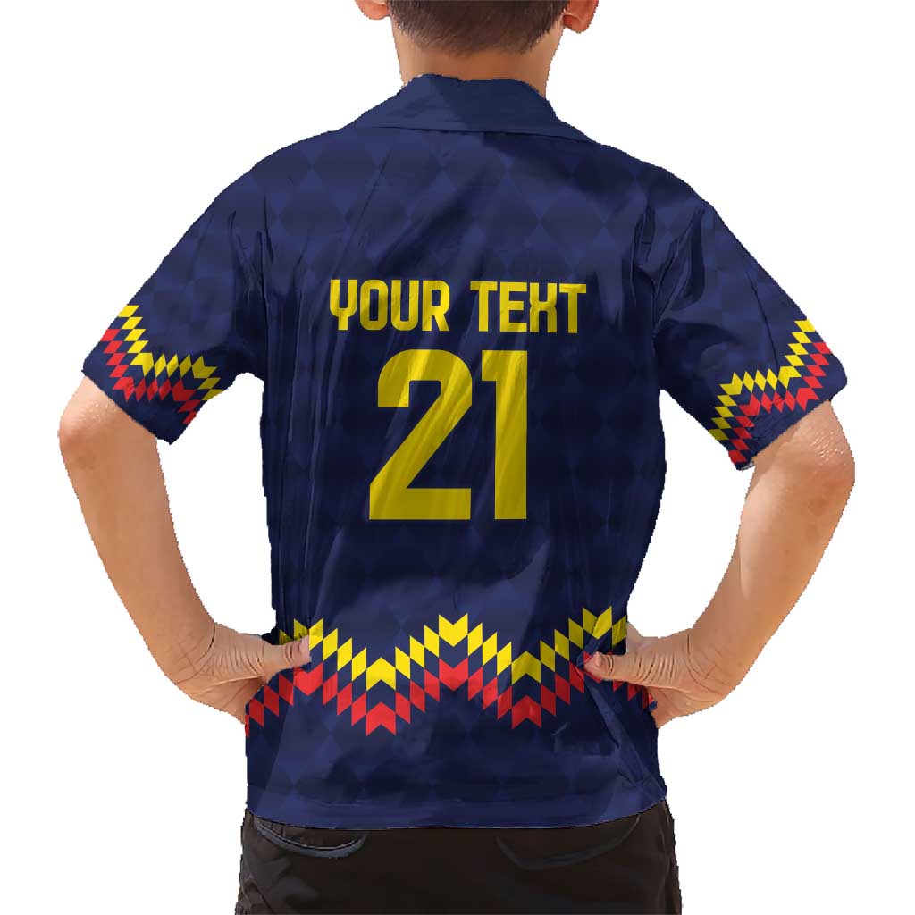 Ecuado Andean Condor Football Custom Family Matching Short Sleeve Bodycon Dress and Hawaiian Shirt Tricolors Motif