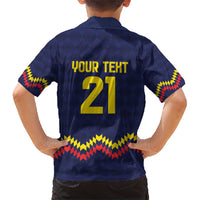 Ecuado Andean Condor Football Custom Family Matching Short Sleeve Bodycon Dress and Hawaiian Shirt Tricolors Motif