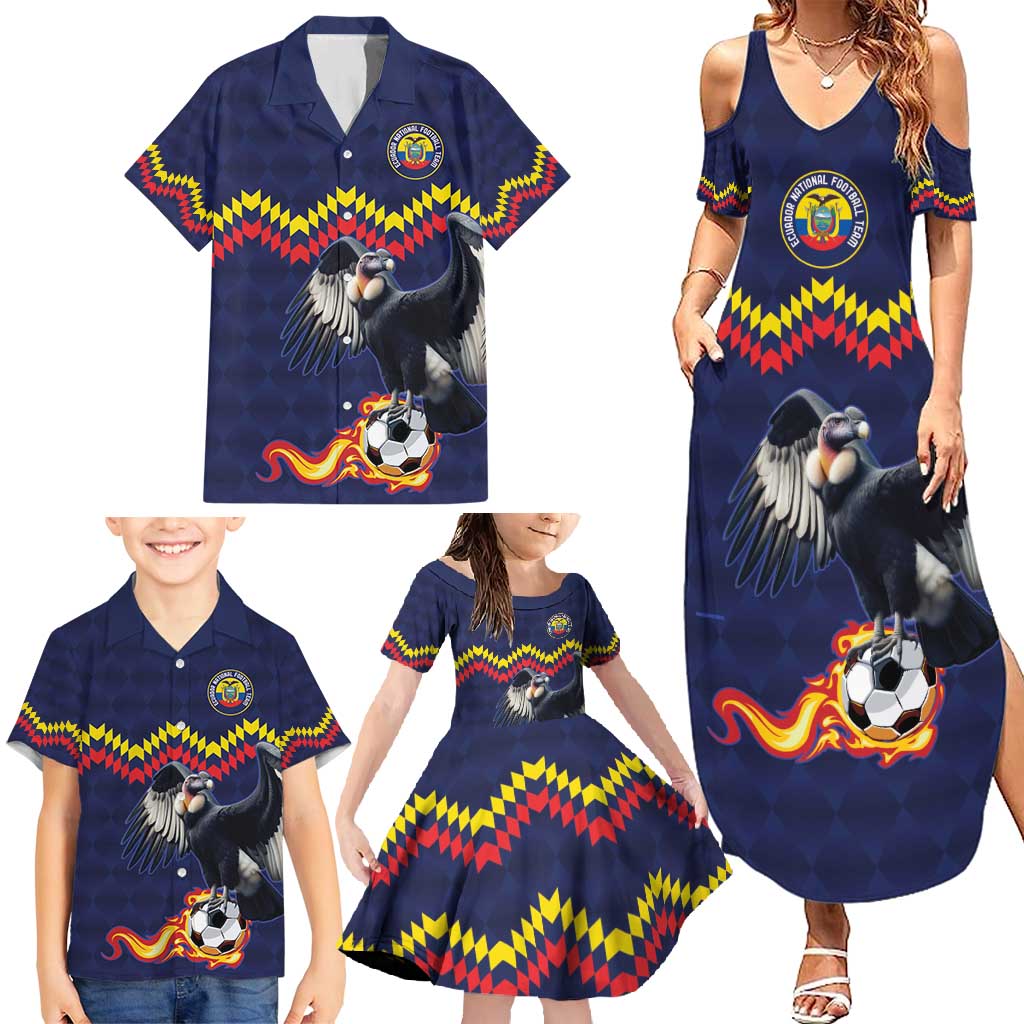 Ecuado Andean Condor Football Custom Family Matching Summer Maxi Dress and Hawaiian Shirt Tricolors Motif