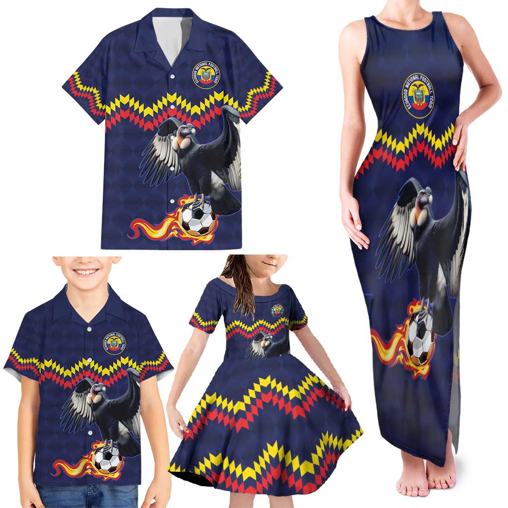 Ecuado Andean Condor Football Custom Family Matching Tank Maxi Dress and Hawaiian Shirt Tricolors Motif