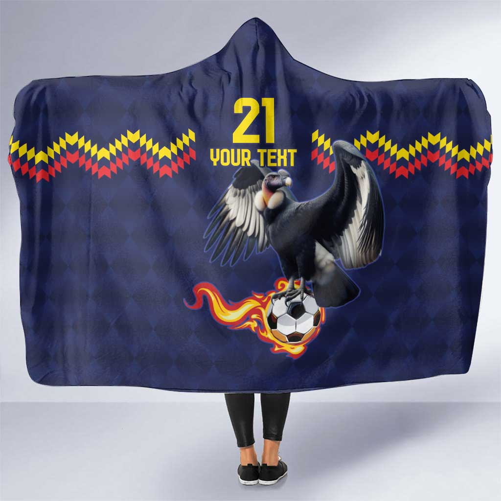 Ecuado Andean Condor Football Custom Hooded Blanket Tricolors Motif