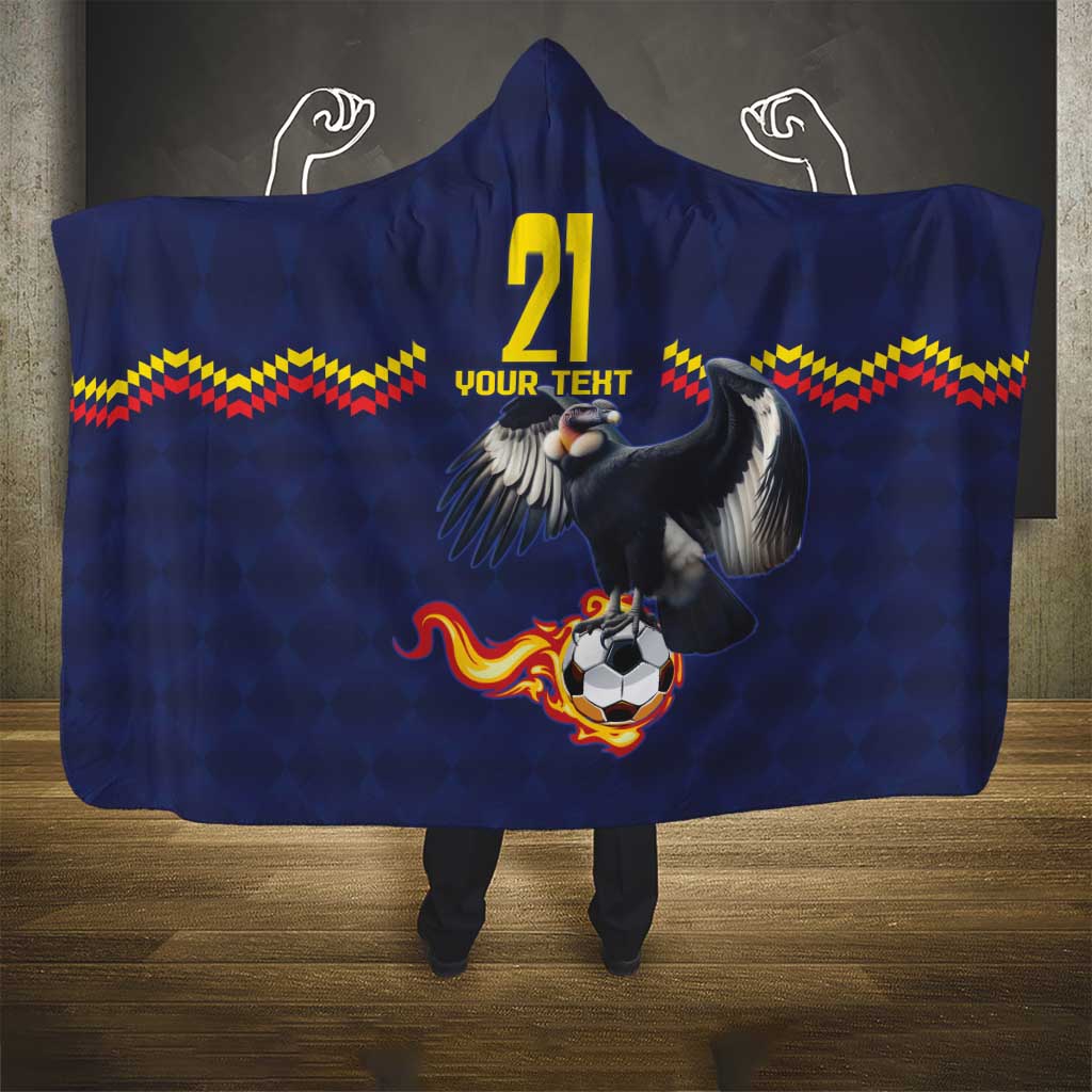 Ecuado Andean Condor Football Custom Hooded Blanket Tricolors Motif