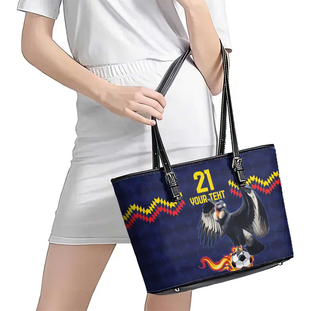Ecuado Andean Condor Football Custom Leather Tote Bag Tricolors Motif
