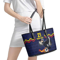 Ecuado Andean Condor Football Custom Leather Tote Bag Tricolors Motif