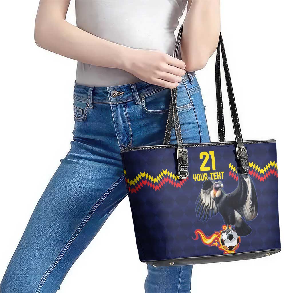Ecuado Andean Condor Football Custom Leather Tote Bag Tricolors Motif