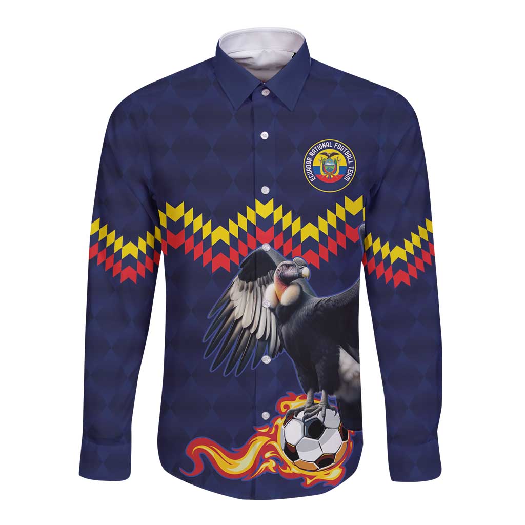 Ecuado Andean Condor Football Custom Long Sleeve Button Shirt Tricolors Motif