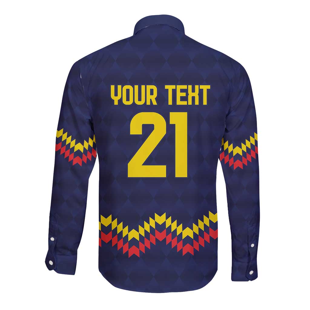 Ecuado Andean Condor Football Custom Long Sleeve Button Shirt Tricolors Motif