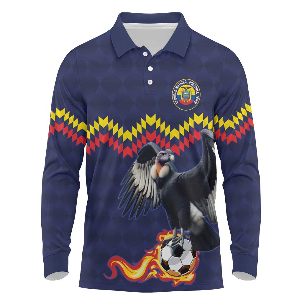 Ecuado Andean Condor Football Custom Long Sleeve Polo Shirt Tricolors Motif