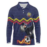 Ecuado Andean Condor Football Custom Long Sleeve Polo Shirt Tricolors Motif