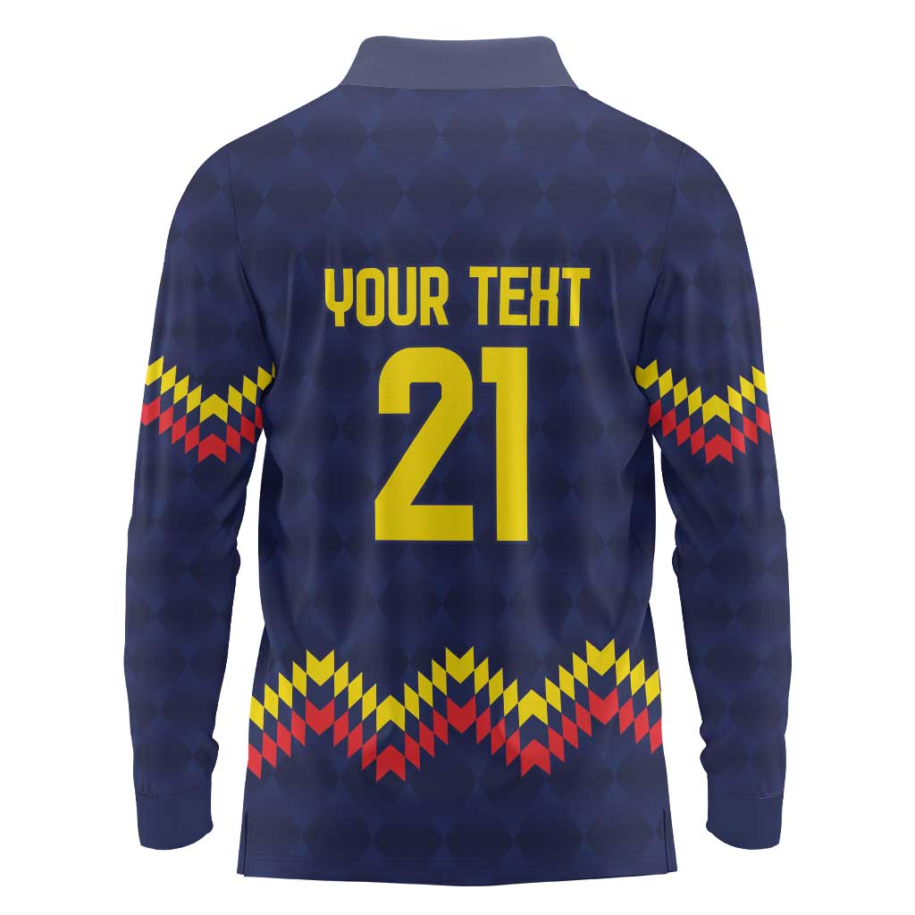 Ecuado Andean Condor Football Custom Long Sleeve Polo Shirt Tricolors Motif