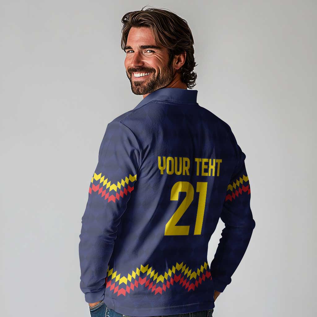 Ecuado Andean Condor Football Custom Long Sleeve Polo Shirt Tricolors Motif