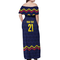 Ecuado Andean Condor Football Custom Off Shoulder Maxi Dress Tricolors Motif