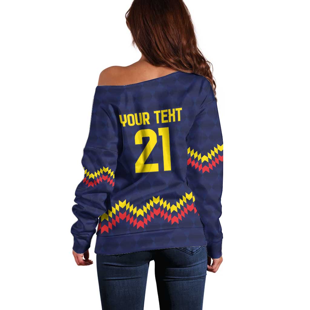 Ecuado Andean Condor Football Custom Off Shoulder Sweater Tricolors Motif