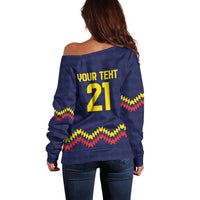 Ecuado Andean Condor Football Custom Off Shoulder Sweater Tricolors Motif