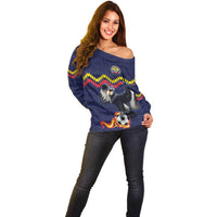 Ecuado Andean Condor Football Custom Off Shoulder Sweater Tricolors Motif