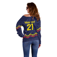 Ecuado Andean Condor Football Custom Off Shoulder Sweater Tricolors Motif