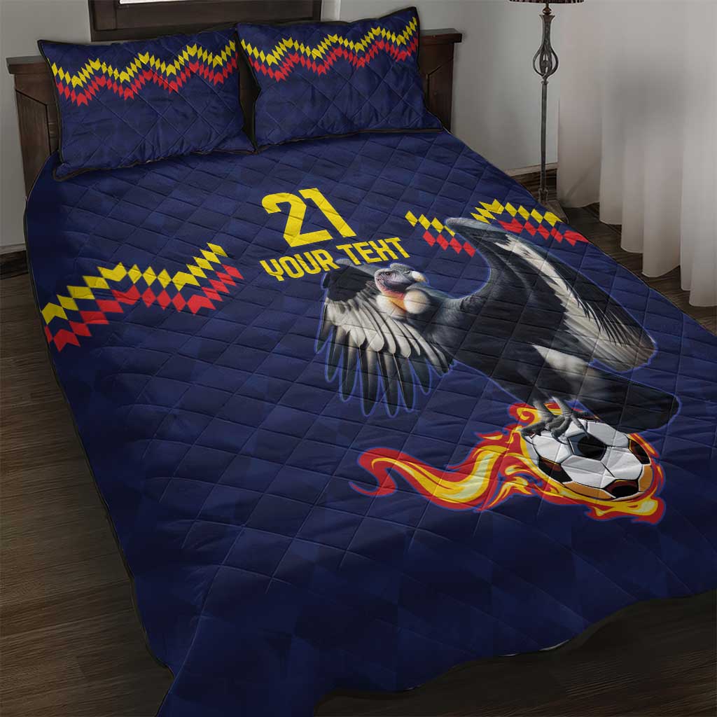 Ecuado Andean Condor Football Custom Quilt Bed Set Tricolors Motif