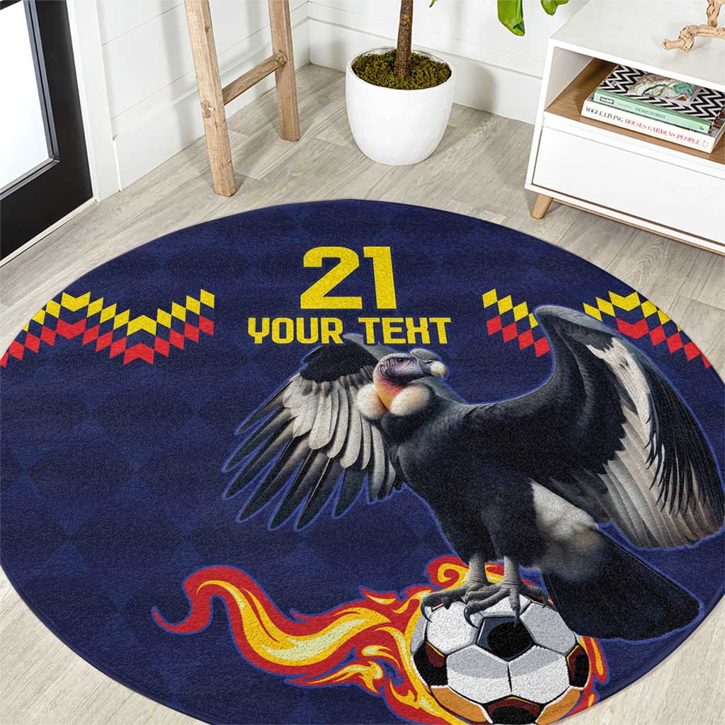 Ecuado Andean Condor Football Custom Round Carpet Tricolors Motif