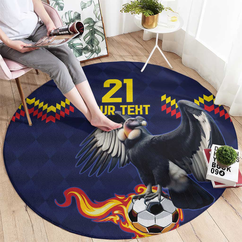 Ecuado Andean Condor Football Custom Round Carpet Tricolors Motif